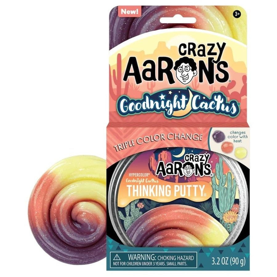 Crazy Aaron's 4 inch Hypercolor Thinking Putty Goodnight Cactus