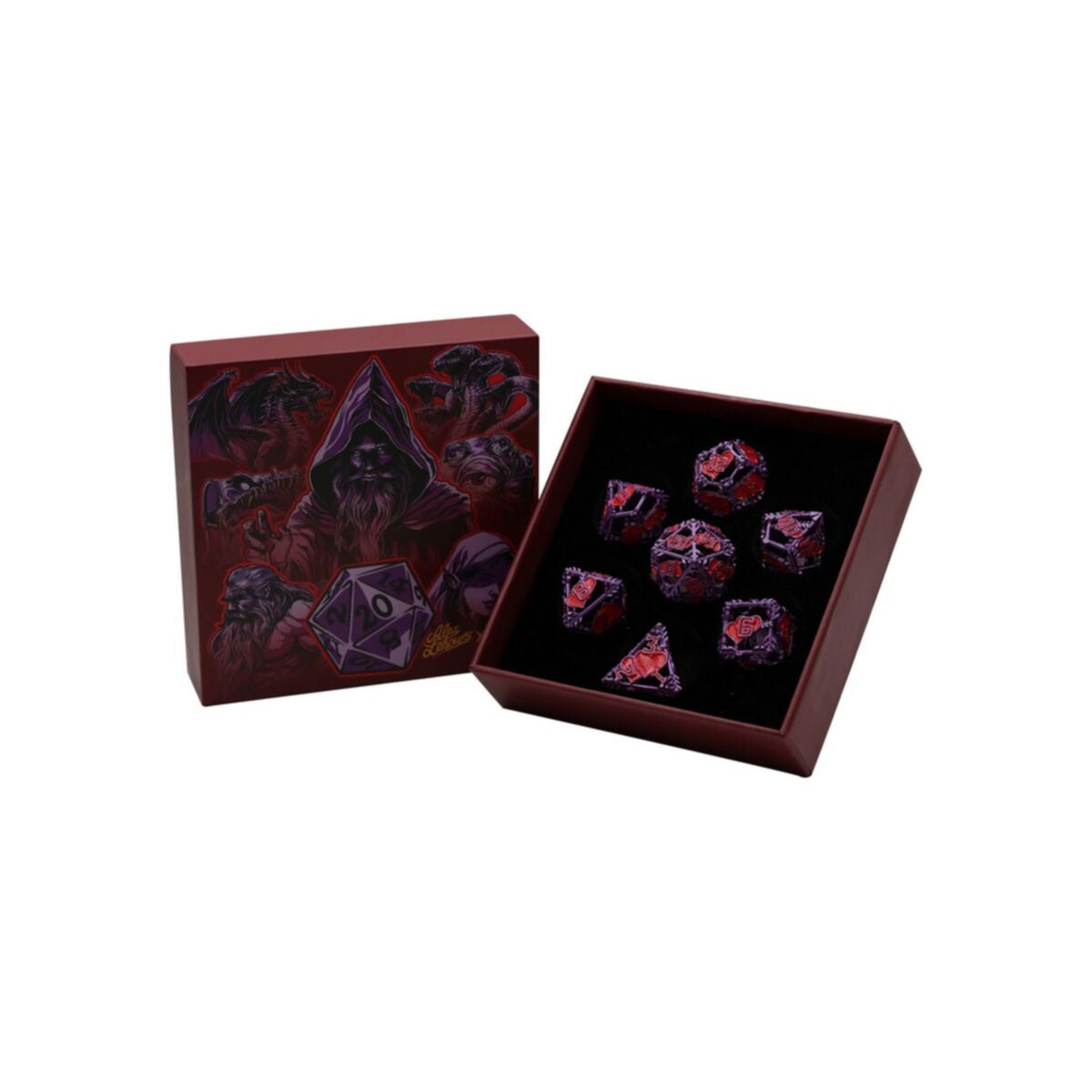 LPG Dice Heart RPG Set Purple/Red
